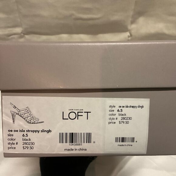 Ann Taylor LOFT, Open Toe, Strapped Slingback, Black Snakeskin, 6.5M - Picture 4 of 5